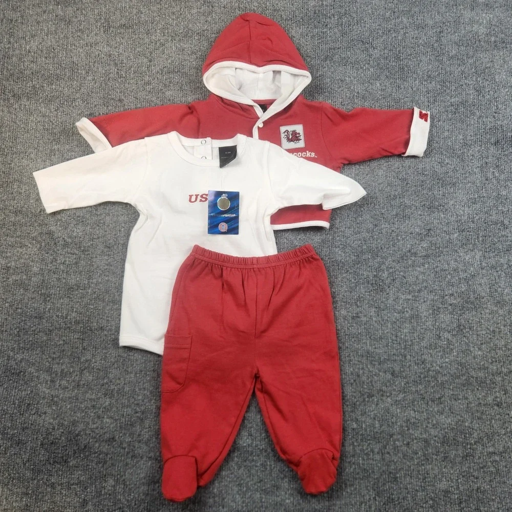 Starter South Carolina Gamecocks 3pc Infant Set Garnet White 0-3M NWT USC Baby